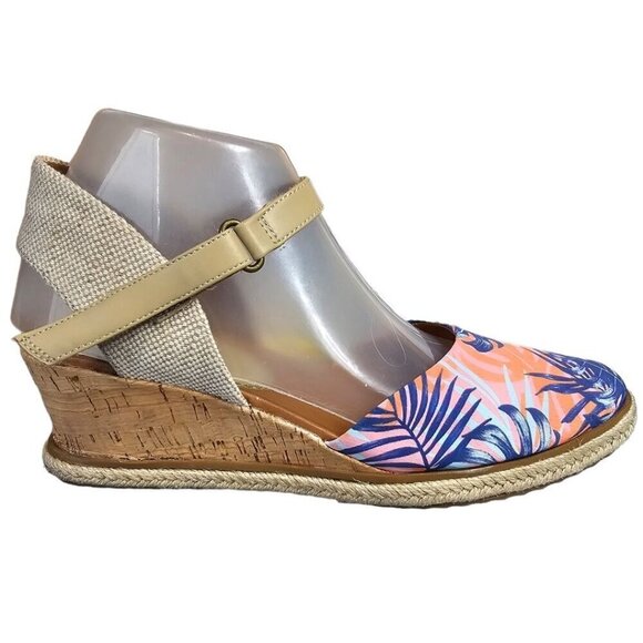 Baretraps Womens 9 Ocean Pink Tropical Cork Ankle Strap Espadrille Sandals - Picture 5 of 10